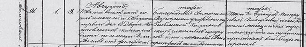 Метрыка смерці Уладзіслава-Мечыслава Каліноўскага. Факсіміле